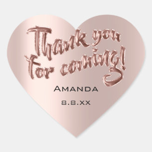 Tack för att du kom Heart Rose Bröllop Bröllop Bab Hjärtformat Klistermärke