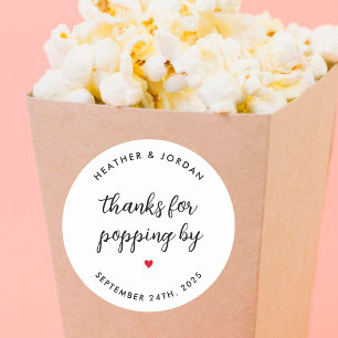Tack för att du kom hit av ModernWedding Popcorn F Runt Klistermärke