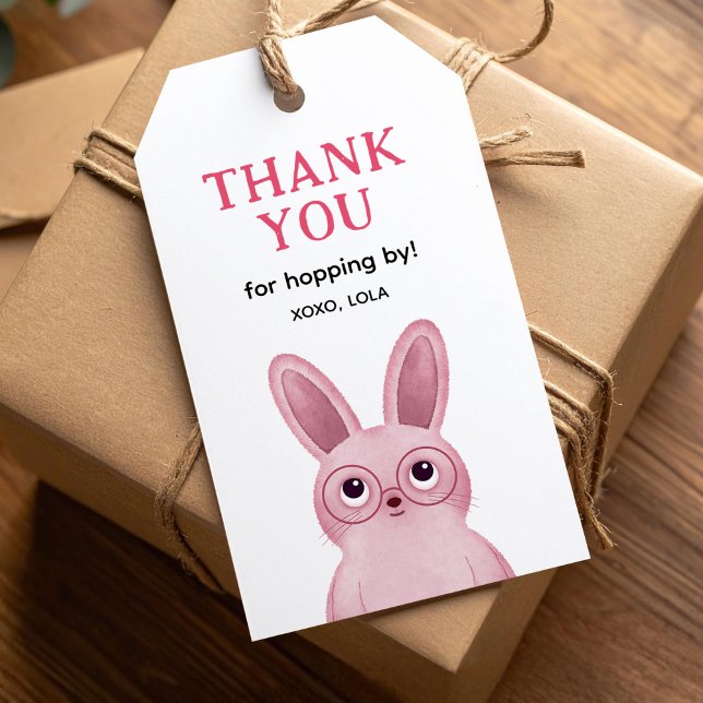 Tack för att du kom hit med rosa bunny presentetikett (Skapare uppladdad)