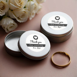 Tack för att du kom Hjärta Modern Svart Vit Runt Klistermärke