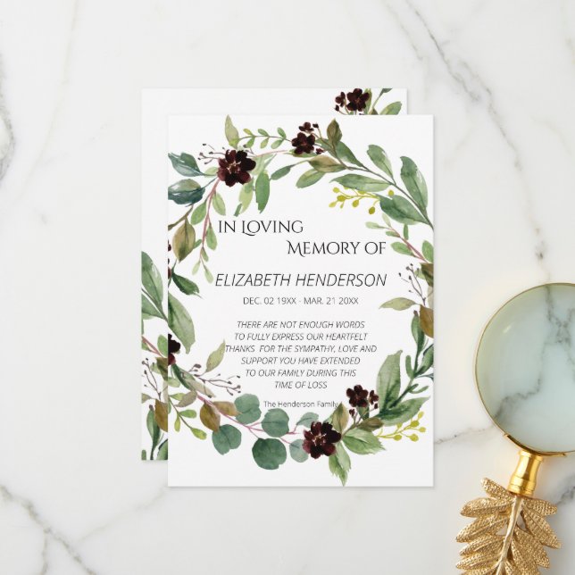 Tack för att du kom ihåg medkänsla. kort (Fram/Back In Situ)