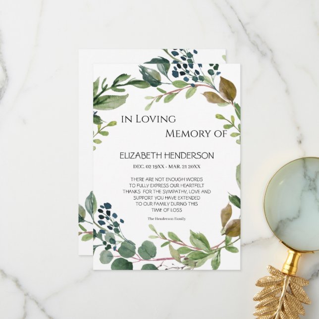 Tack för att du kom ihåg medkänsla. kort (Fram/Back In Situ)