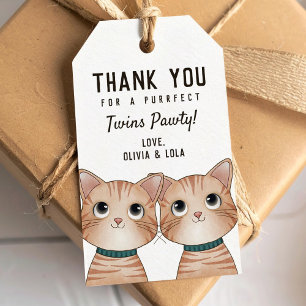 Tack för att du kom med söta twillingar kattungar presentetikett