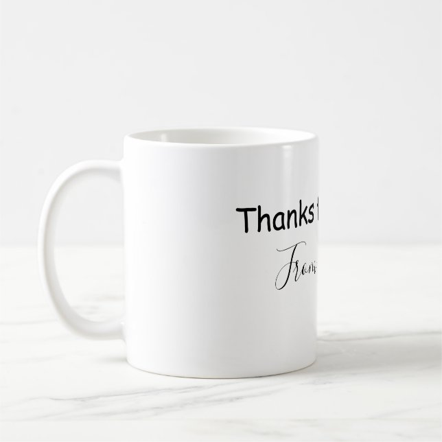 tack för att du kom namn sms barnkalas kaffemugg (Vänster)