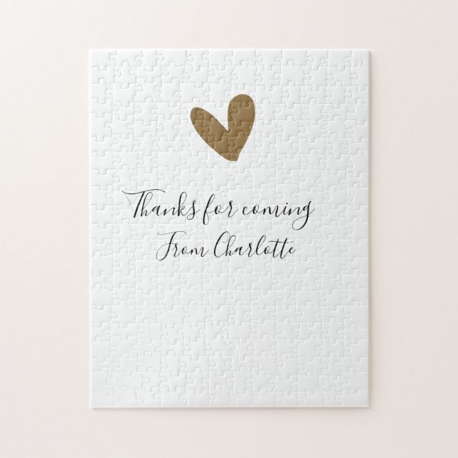 tack för att du kom namn sms guld hjärta pussel (Vertikal)