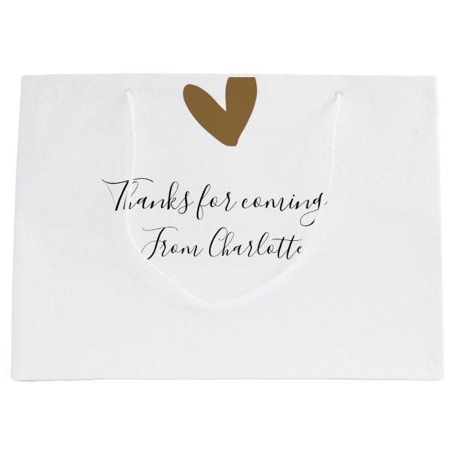 tack för att du kom namn text meddelande guld hjär (Framsidan)