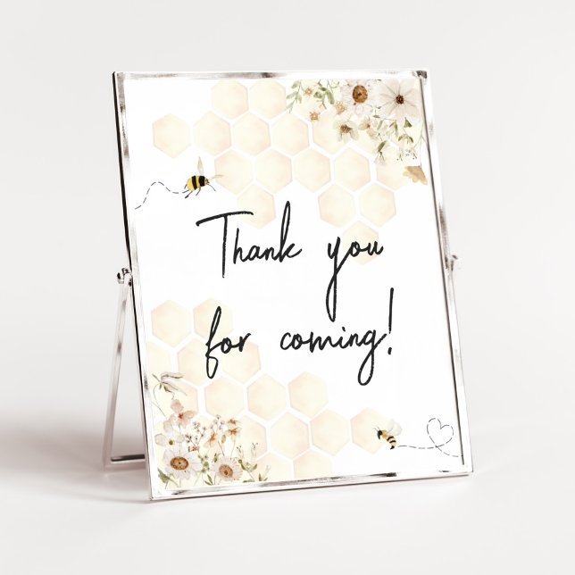Tack för att du kom poster (As Sweet as can Bee Baby Shower Thank you for Coming Sign)