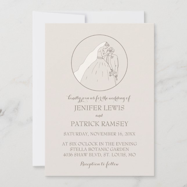 Tack för att du kom till bröllop. Älskare kyss. Inbjudningar (Framsida)