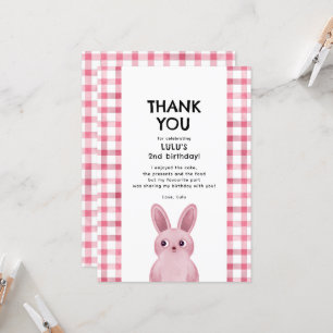 Tack för att du kom till födelsedags rosa kanin tj inbjudningar