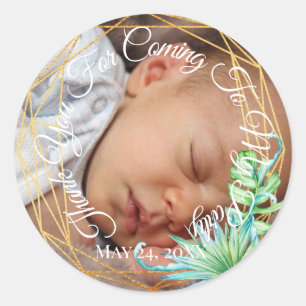 Tack för att du kom till min fest fotobabyrama runt klistermärke