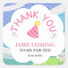 Tack för att du kom till mina parte-barn party fyrkantigt klistermärke