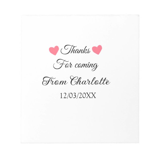 tack för att du kom tillägg namn sms  anteckningsblock (Framsida)