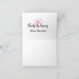 tack för att du kom tillägg namn sms rosa slinga f kort