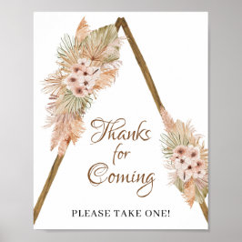 Tack för att du kom, torkad Handflatan Löv Pampas  Poster