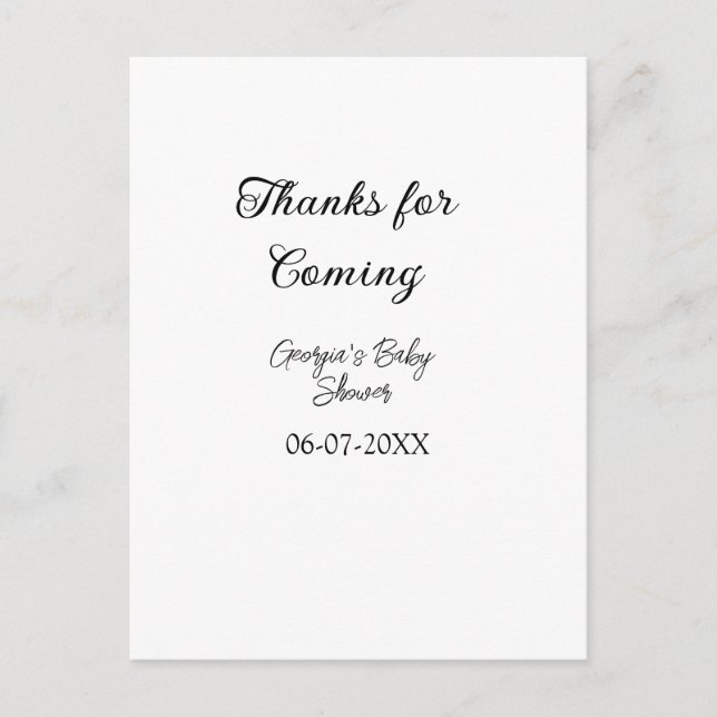 Tack för att du kommer med babydusch, modern enkel vykort (Framsida)