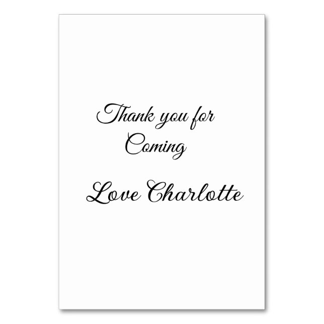 Tack för att du kommer och lägger till namn-textme bordsnummer (Framsidan)