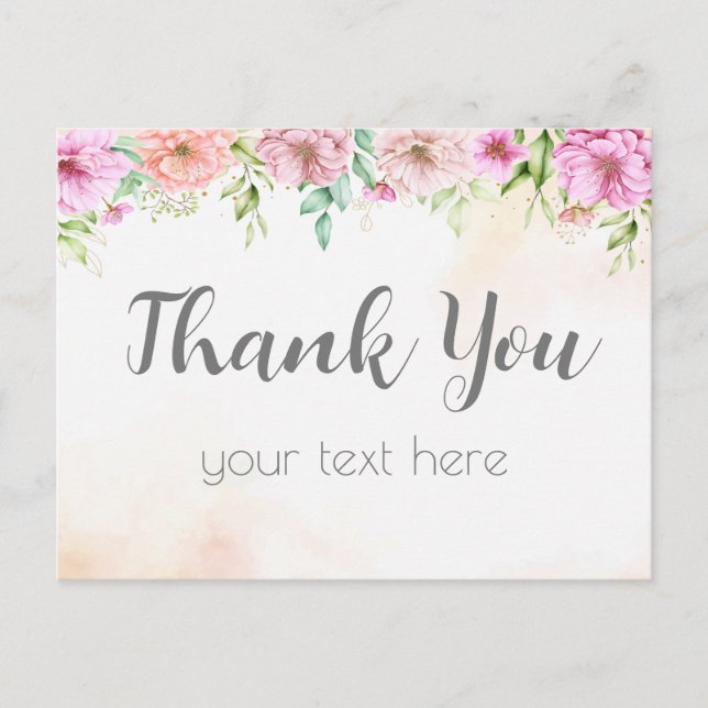 Tack för att du kort blommigten ro med vattenfärg (Framsida)