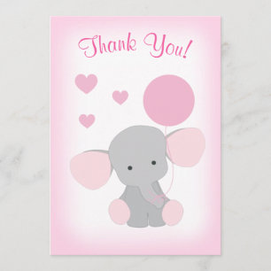 Tack för att du kort Elephant Rosa Grått flicka