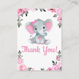Tack för att du kort Girl Elephant Shower Rosa Rus