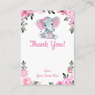 Tack för att du kort Girl Elephant Shower Rosa Rus