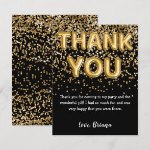 Tack för att du kort Modern Black Guld Glitter-bub