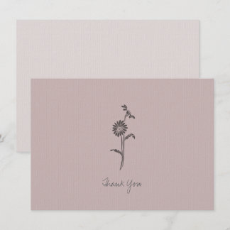 Tack för att du kort Note Rosa Lila Simple Flower