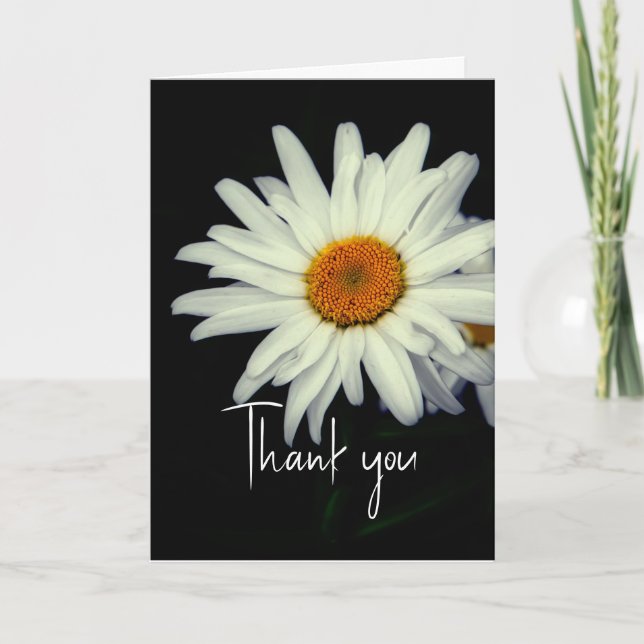 Tack för att du kort vit Daisy på svart (Framsida)