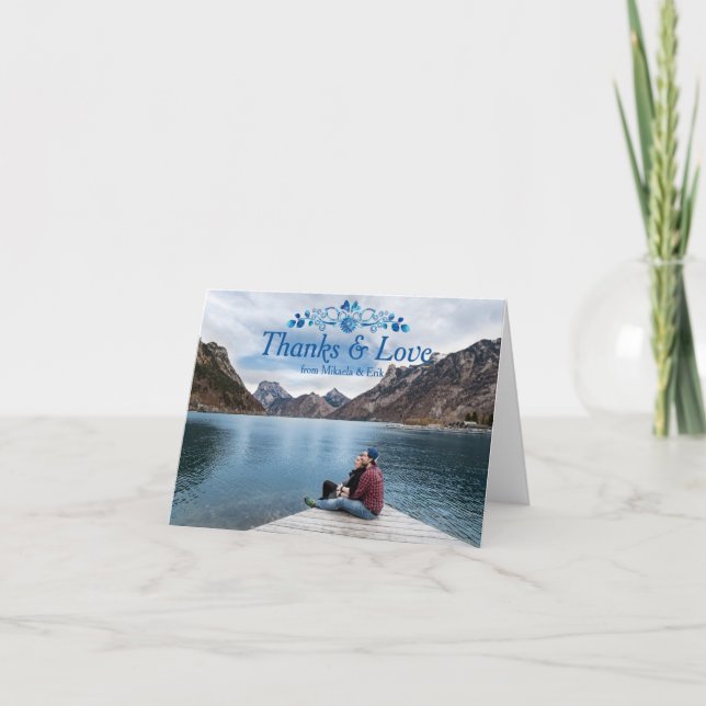 Tack för att du kortar Blå Blommigt-design över fo (Framsida)