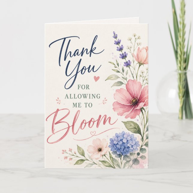Tack för att du lät mig blomstra Lärare Kort (Framsida)