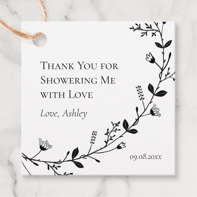 Tack för att du överöste mig med kärlek dusch gåvor etiketter (Framsida)