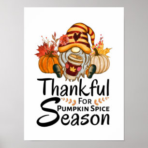 Tack för att du Poster pumpkin Spice Season Gnome