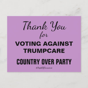 Tack för att du röstade emot TrumpCare Motstå Vykort