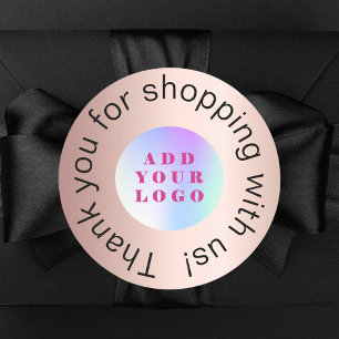 Tack för att du shoppar logotyp ro guld runt klistermärke