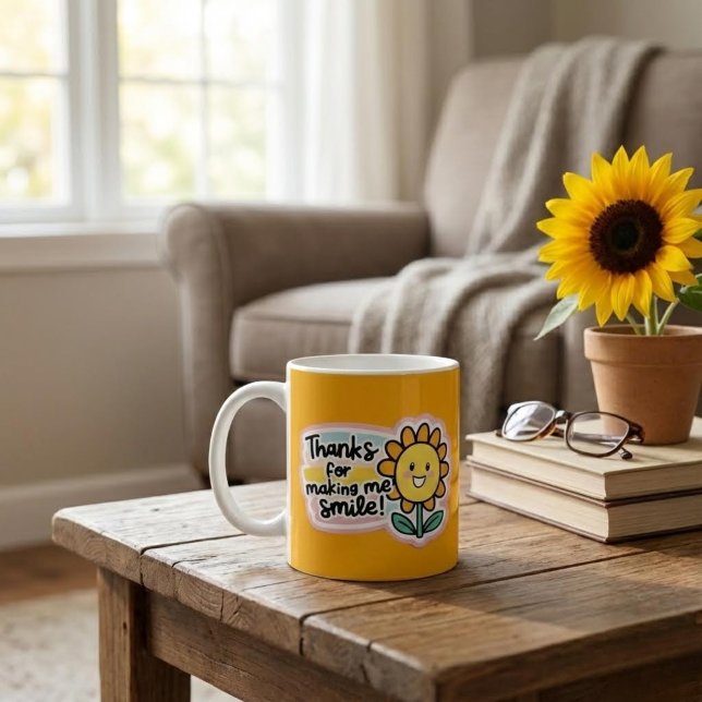 Tack för att du Skapar mig Smile Mugg (Make someone smile with this cute flower mug! )