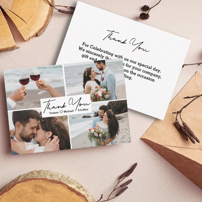 Tack för att du skriver bröllop 4-foton. anteckningskort (Skapare uppladdad)