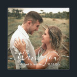 Tack för att du skriver bröllop-fotomagnet för han magnet<br><div class="desc">bakgrundsbild av freepik.com elegant tack vare bröllop fotomagnet i calligraphy, anpassningsbar.</div>