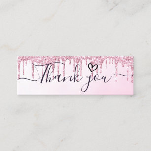 Tack för att du skriver in rosa glitter mini visitkort