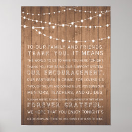 Tack för att du skriver under Rustic bröllop Poster