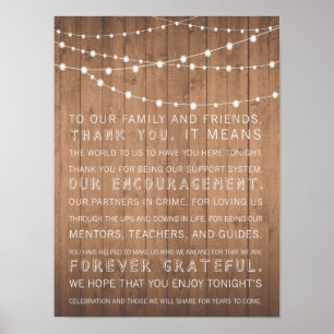 Tack för att du skriver under Rustic bröllop Poster
