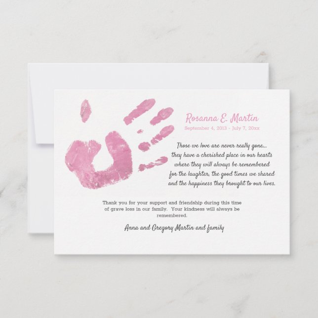 Tack för att du skriver ut Rosa i handflatan Inbjudningar (Framsida)