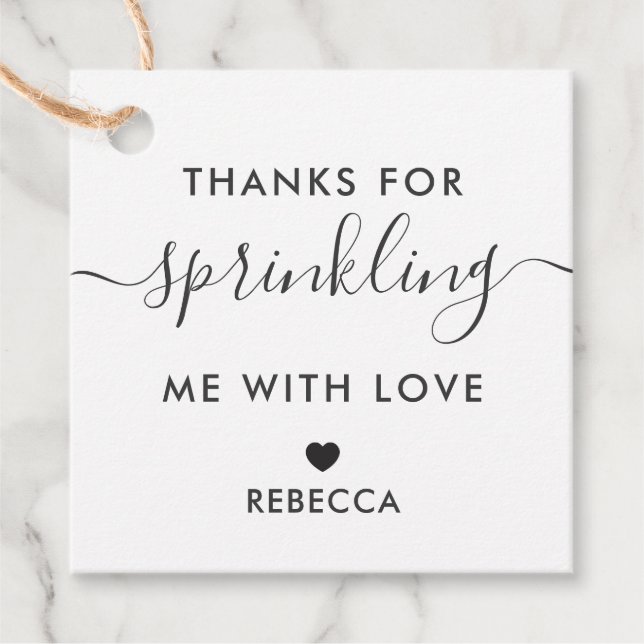 Tack för att du skryter med Kärlek Gift Märkre, Ba Gåvor Etiketter (Framsida)