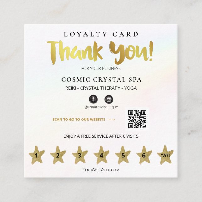 *~* Tack för att du Slår Rainbow QR Lojalitetskort (Framsida)
