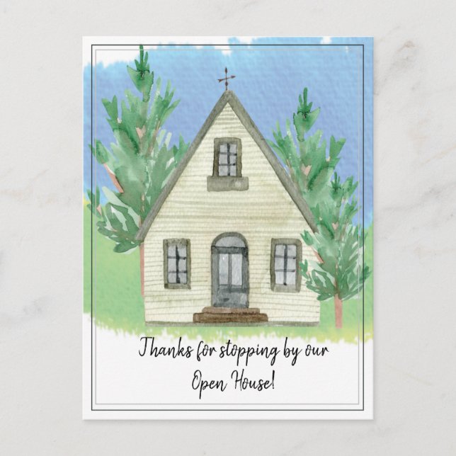 Tack för att du stannade av vårt öppna hus vykort (Framsida)