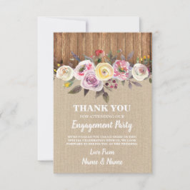 Tack för att du tar emot Burlap Wood Watercolor Fl Inbjudningar