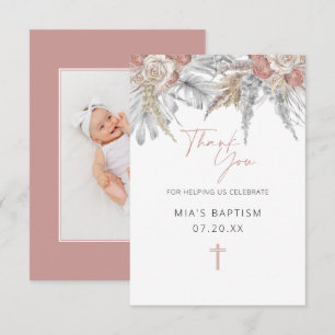 Tack för att du tog emot Baptism Rosa Blommigt B Kort