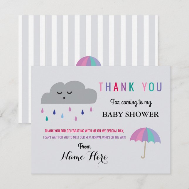Tack för att du tog emot Cloud Baby Shower Sprinkl Inbjudningar (Fram/baksida)