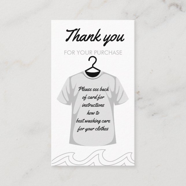 Tack för att du Tvättar vårdinstruktioner Visitkort (Framsida)