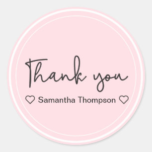 Tack för att du Typography Namn Rosa Babydusch Runt Klistermärke
