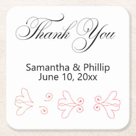 Tack för att du underlägg bröllopsfavörer papper kvadrat
