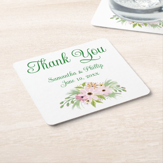 Tack för att du underlägg bröllopsförmån grönt trä (Vinklad)